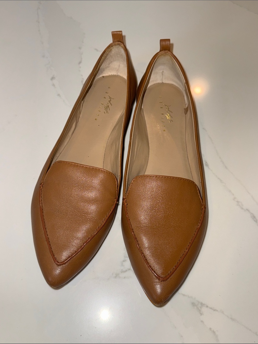Vintage Lord & Taylor 424 Fifth Women’s Leather Pointed Toe Loafers Tan size 10